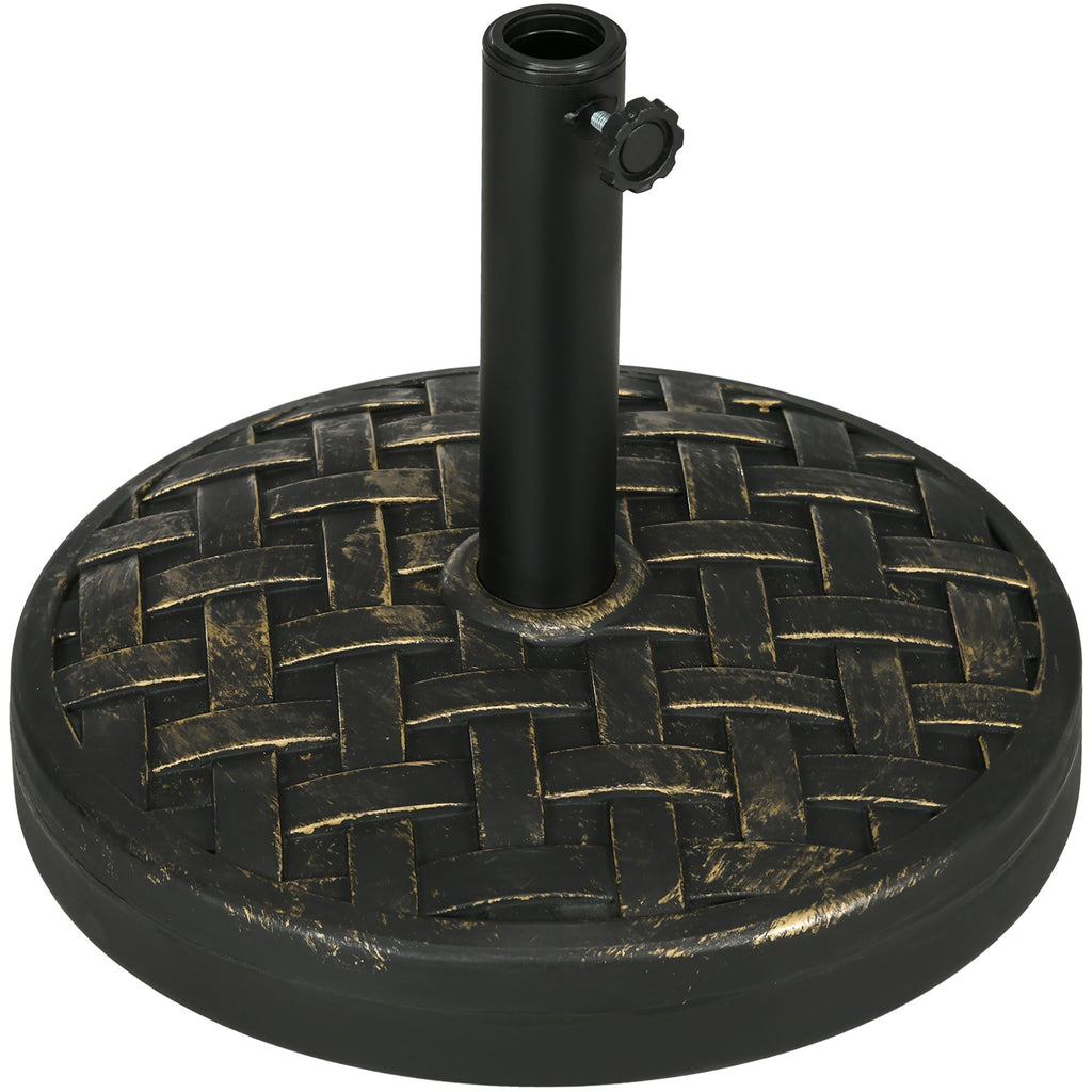 Outsunny 18" Patio Umbrella Base, 40 lbs. Concrete Heavy Duty Umbrella Stand with Metal Umbrella Holder for 1.5" or 2" Umbrella Poles, Round Market Umbrella Stand for Outdoor, Lawn, Poolside, Bronze