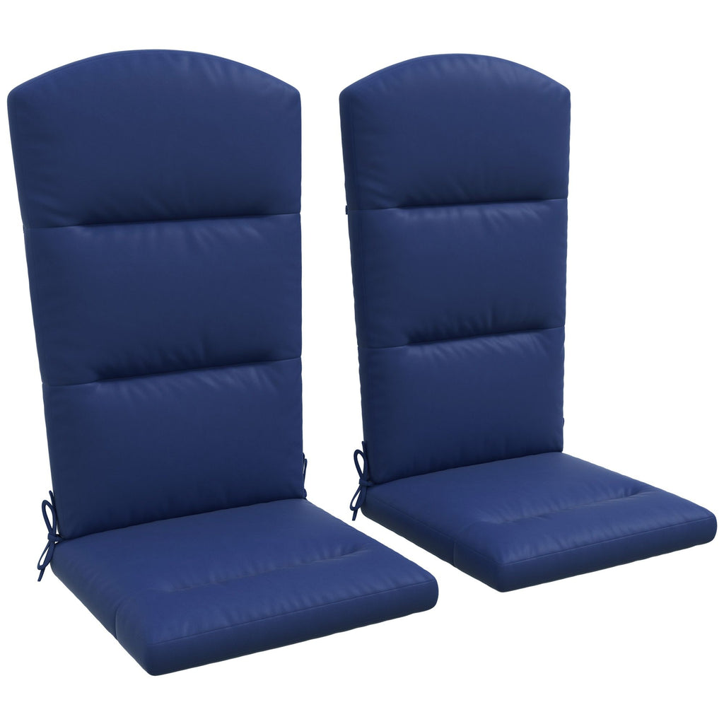Outsunny 2 Piece Adirondack Chair Cushions, 59 x 20.5 x 2 inch Outdoor Chair Cushions for Fire Pit Chairs with Seat, Back, Ties, Water Repellent Replacement Patio Seat Pads, Blue