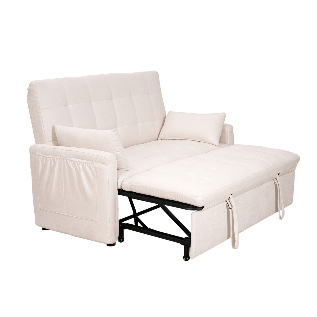 Oversized 61'' Convertible Sleeper Sofa Bed, 2-Seater Loveseat Sofa w/Pockets, Adjustable Backrest and Pillows.