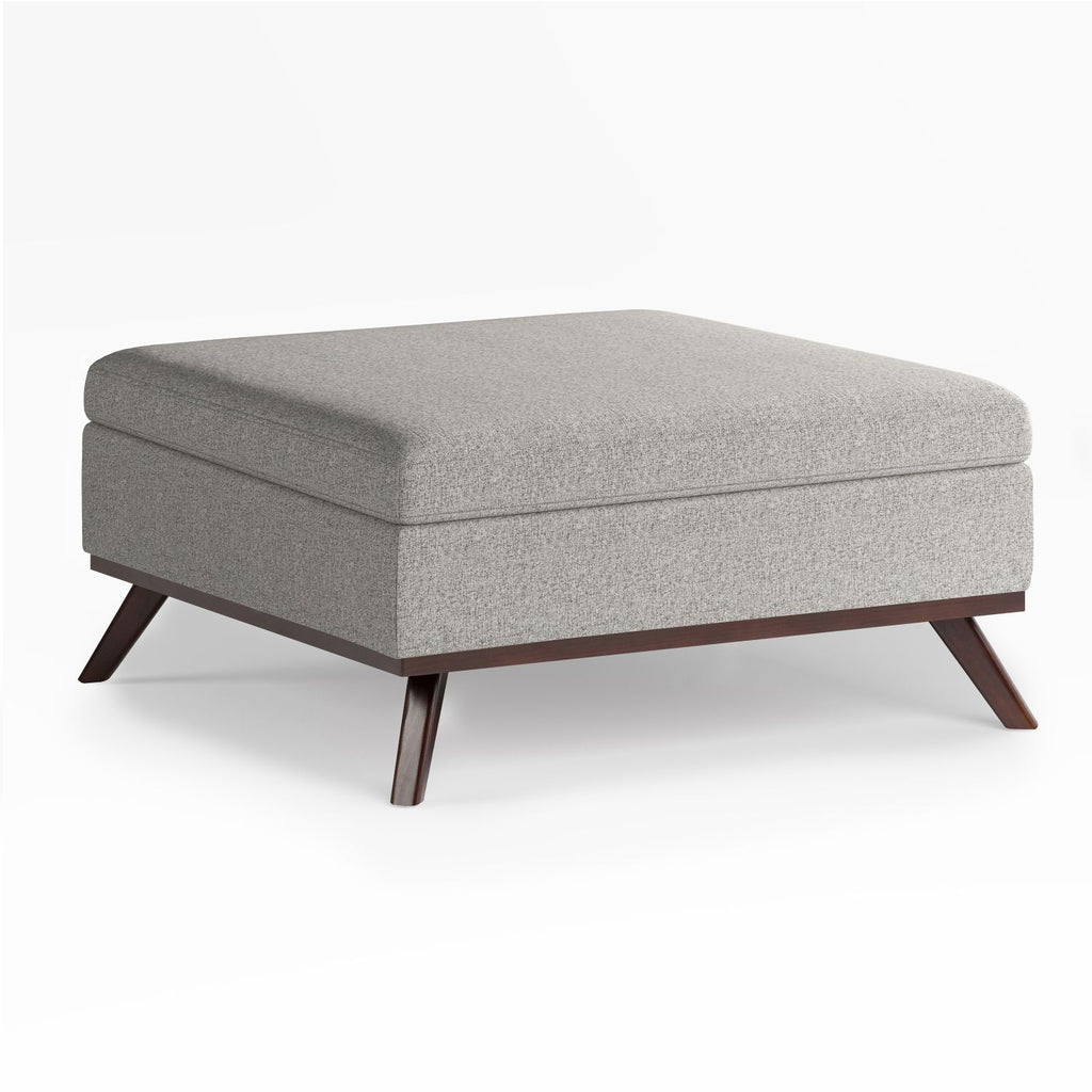 Owen - Square Coffee Table Storage Ottoman - Cloud Grey