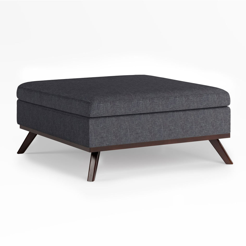 Owen - Square Coffee Table Storage Ottoman - Slate Grey