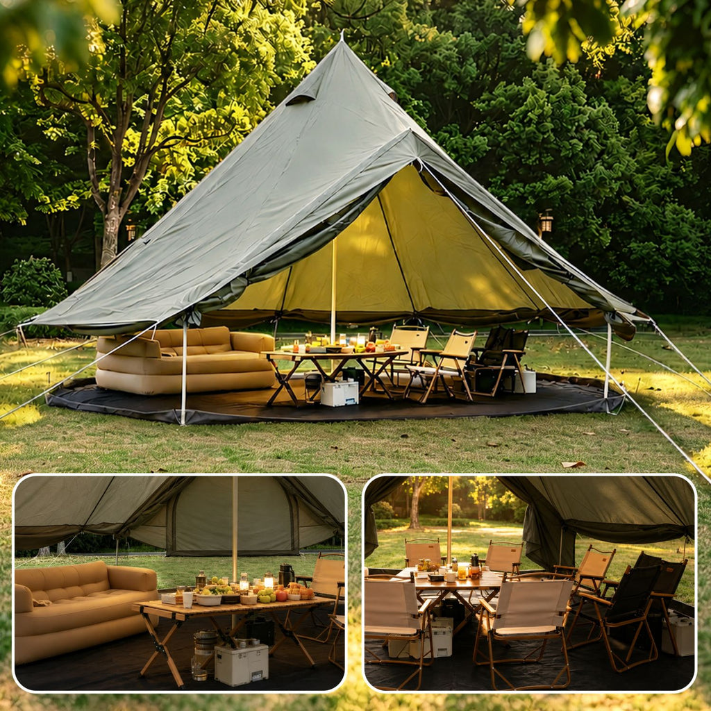 Oxford Bell Tent for Family Camping - Spacious 13.1ft Yurt with Stove Jack, Large Glamping Tents for 4-8 People, 4 Season Oxford Hot Tent Shelter Green