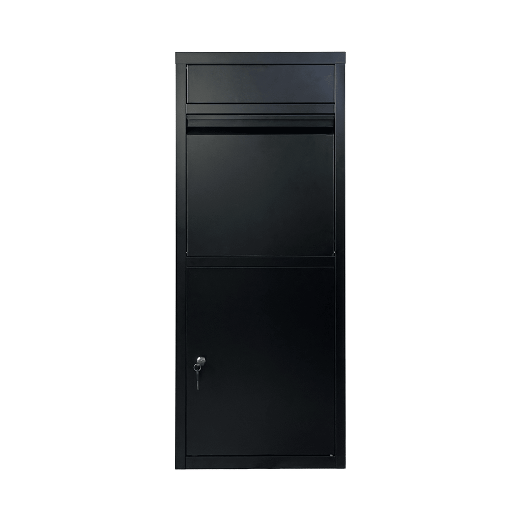 Package Delivery Box for Outside, Cold-Rolled Steel Delivery Box for Packages & Mails, Anti-Theft Lockable Large Mailbox for Porch, House, Curbside, Black