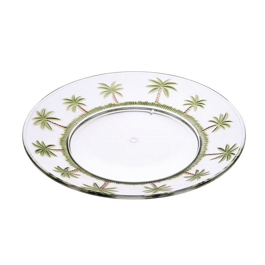 Palm Tree Design 9" Acrylic Dinner Plates Set of 4, Crystal Clear Plastic Plates Reusable, Unbreakable Kitchen Plates for All Occasions BPA Free Dishwasher Safe
