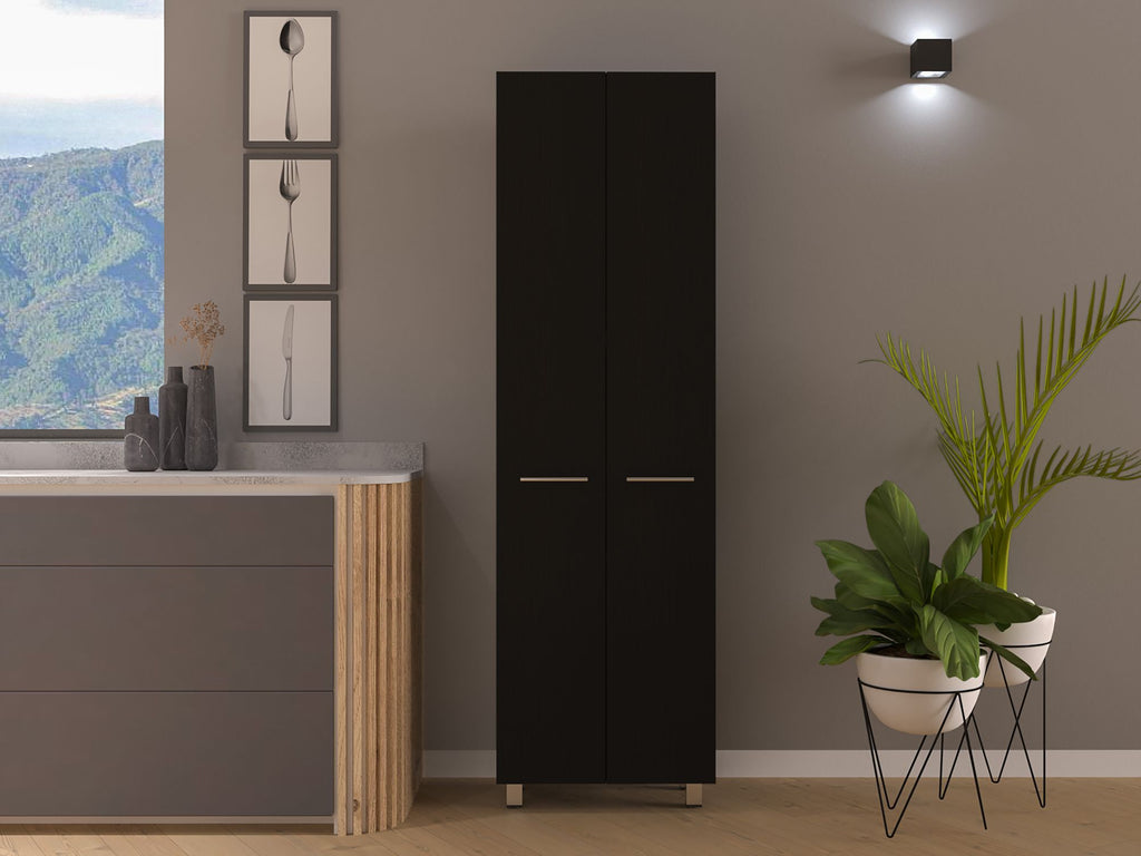 Pantry Cabinet, Five Interior Shelves, Black