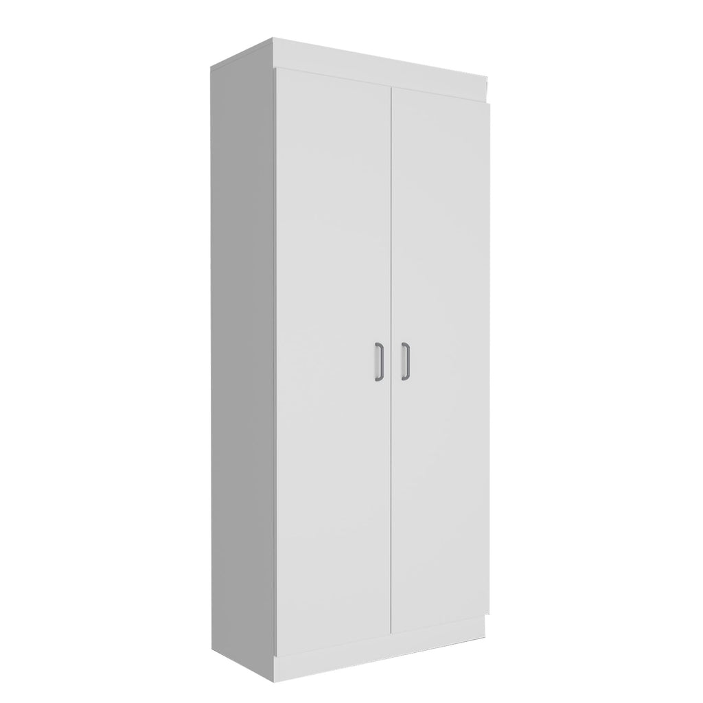 Pantry Double Door Cabinet, Five Shelves,Three Interior Door Shelves, White
