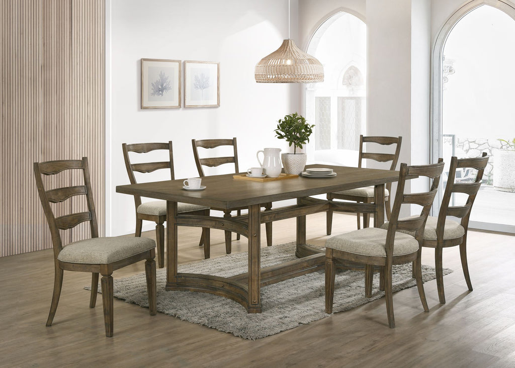 Parfield Weathered Oak Finish 7PCs Dining Room Set