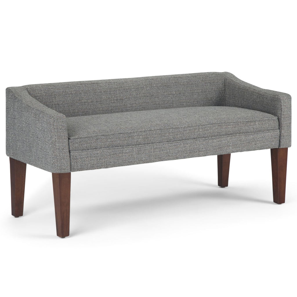 Parris 50 inch Wide Upholstered Bench in Pebble Grey Tweed Look Fabric