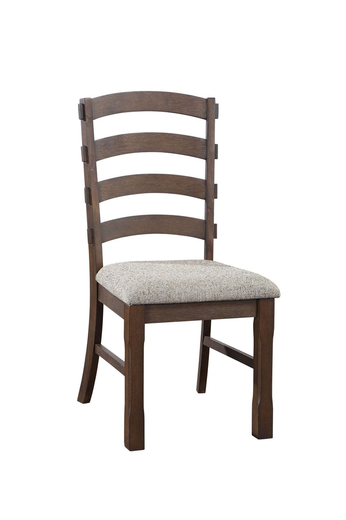 Pascaline Gray Fabric, Rustic Brown & Oak Finish Side Chair (Set of 2)