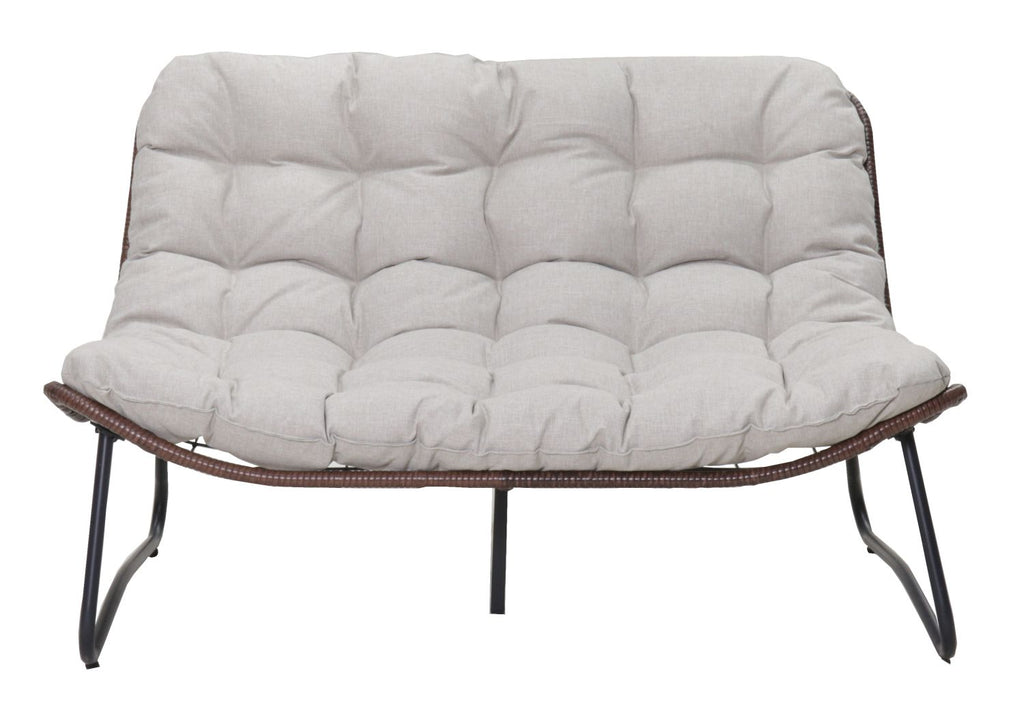 Patio Loveseat Sofa, Outdoor Wicker Loveseat with Luxury Thick Cushion, All-Weather Patio Furniture Set, Outdoor Glider Bench for Garden Balcony Backyard