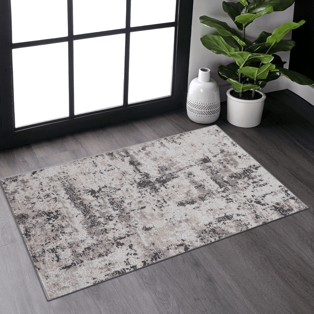 PAYAS Collection 2X3 Cream / Brown / Abstract Doormat Rug