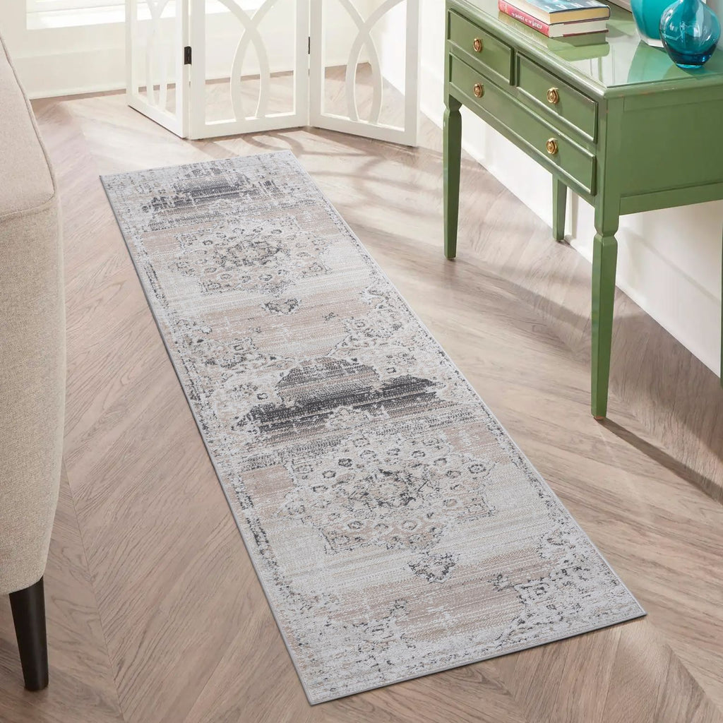 PAYAS Collection 2X8 Cream / Beige / Medallion Runner Rug