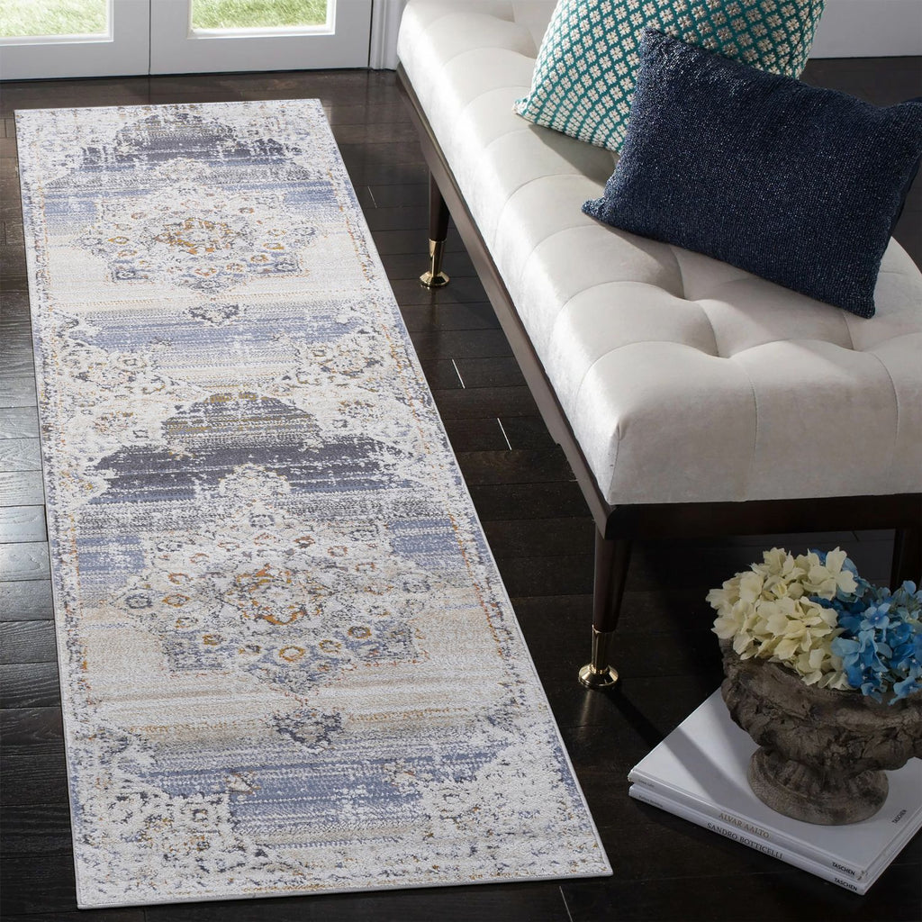 PAYAS Collection 2X8 Cream / Gold / Medallion Runner Rug