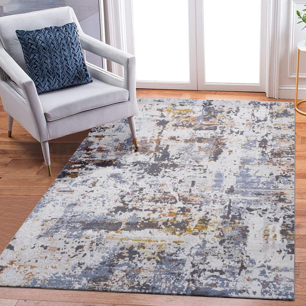 PAYAS Collection 5X7 Ivory / Blue / Abstract Area Rug