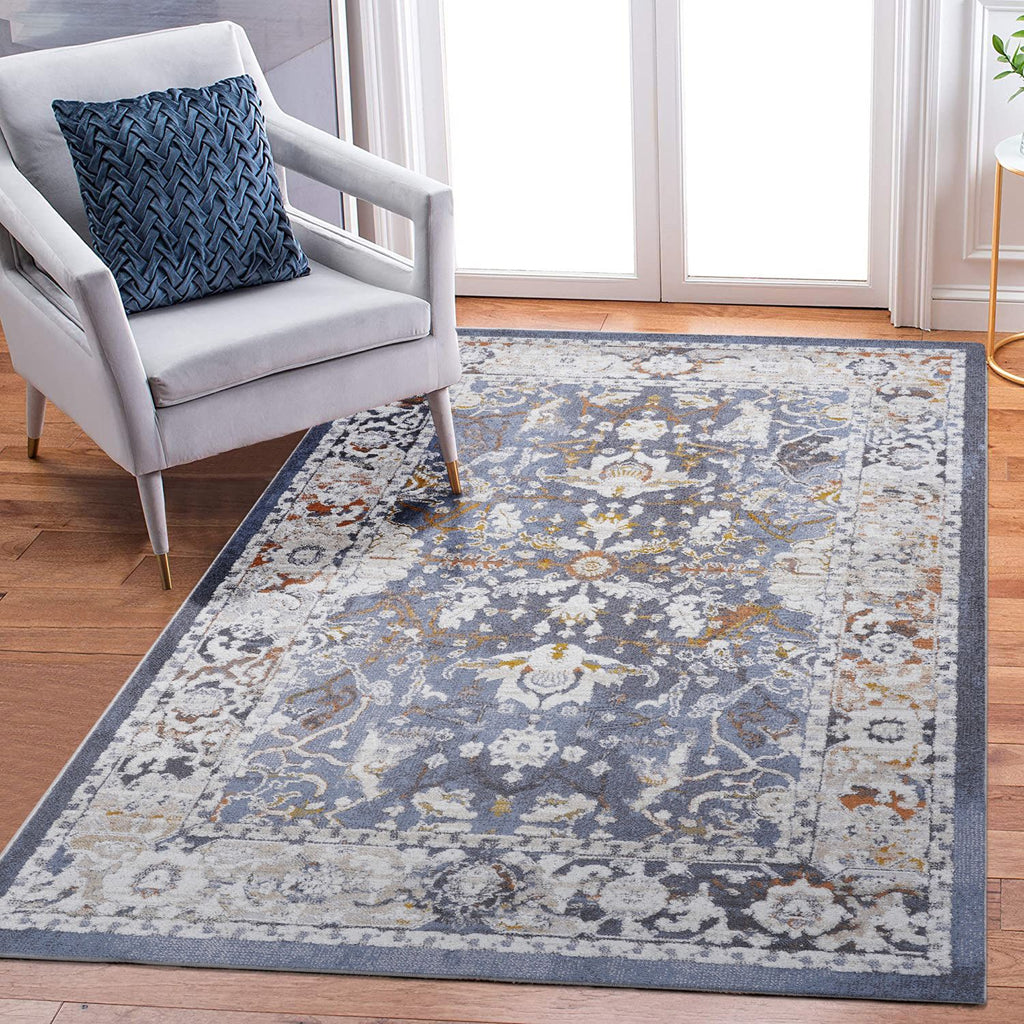 PAYAS Collection 6.7X9. Blue / Traditional Area Rug Modern, Contemporary, Non-Shedding & Easy to Clean, Ideal for Living Room, Bedroom, Dining Space, 108*79 inch