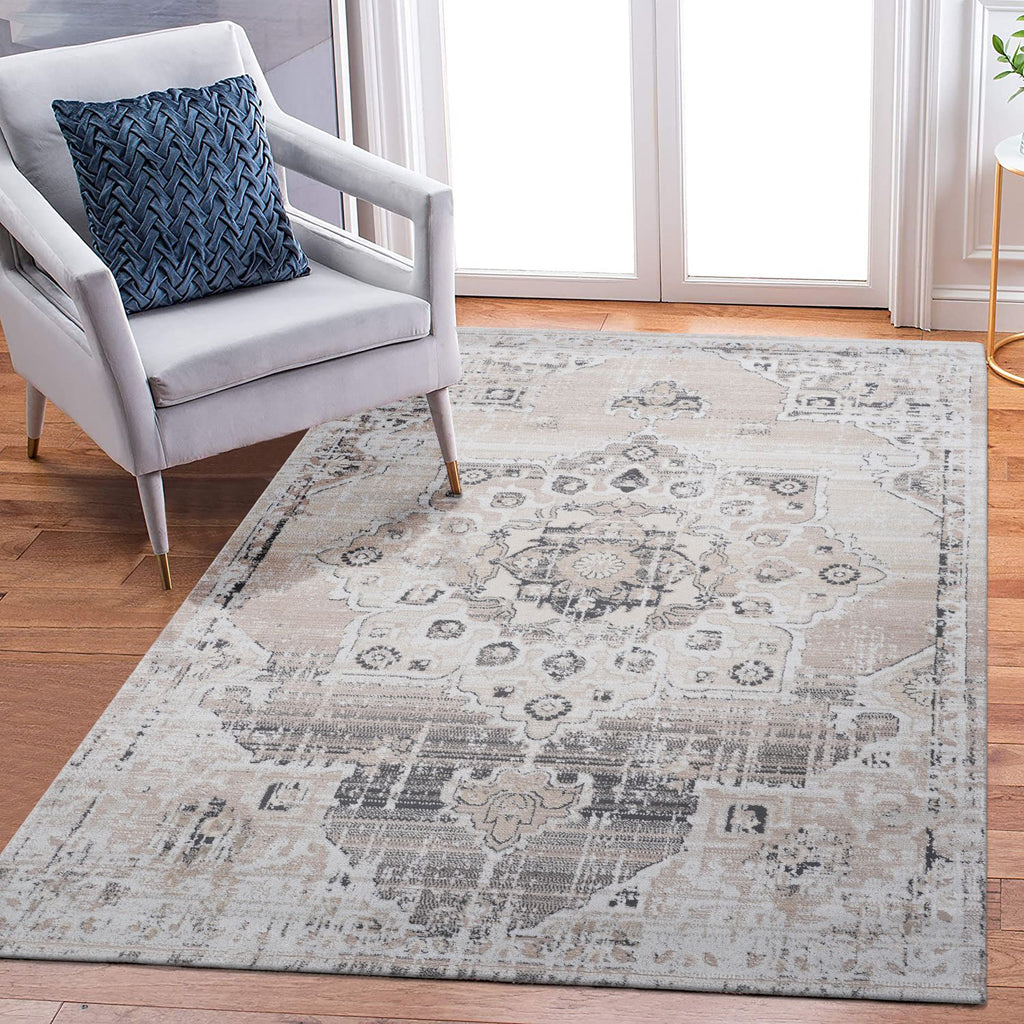 PAYAS Collection 6X9 Cream / Beige / Medallion Area Rug