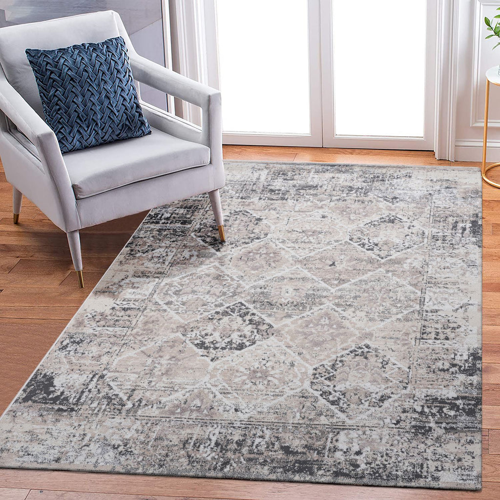 PAYAS Collection 8X10 Cream / Anthracite / Traditional Area Rug