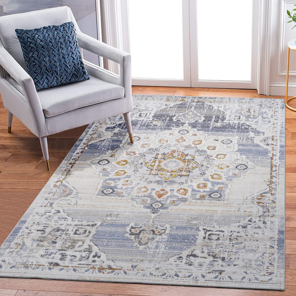 PAYAS Collection 8X10 Cream / Gold / Medallion Area Rug