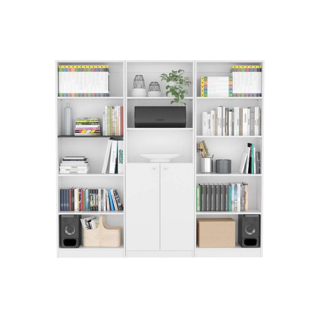 Penrose 3 Piece Living Room Set with 3 Bookcases, White