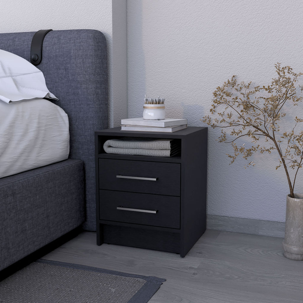 Philadelphia Nightstand, Two Drawers, Concealed Shelf