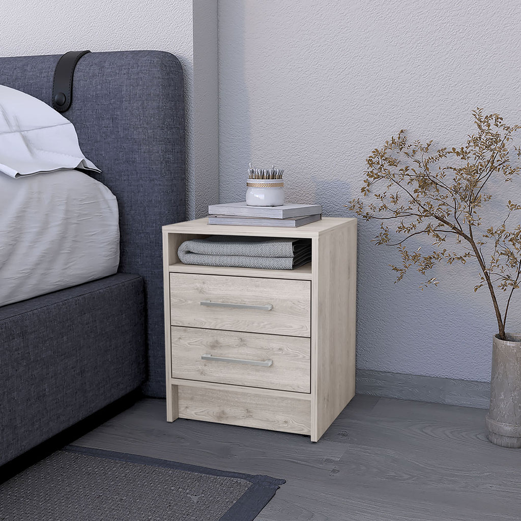Philadelphia Nightstand, Two Drawers, Concealed Shelf