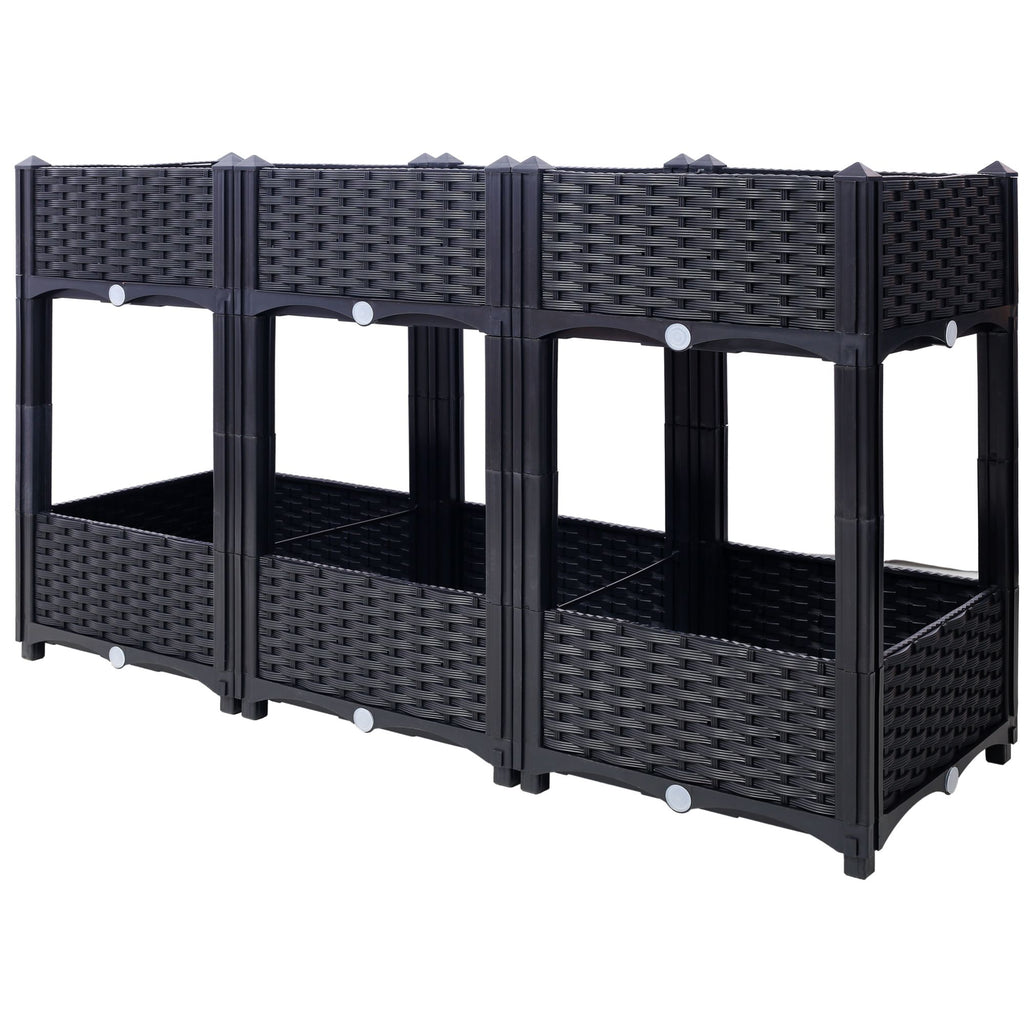 Planter Raised Beds - Elevated Planter Garden Box with Drainage Plug Raised Garden Beds for Vegetable/Flower/Herb Outdoor Standing Planter Beds Gardening Kit,Black,47.2"x15.7"x27.7"