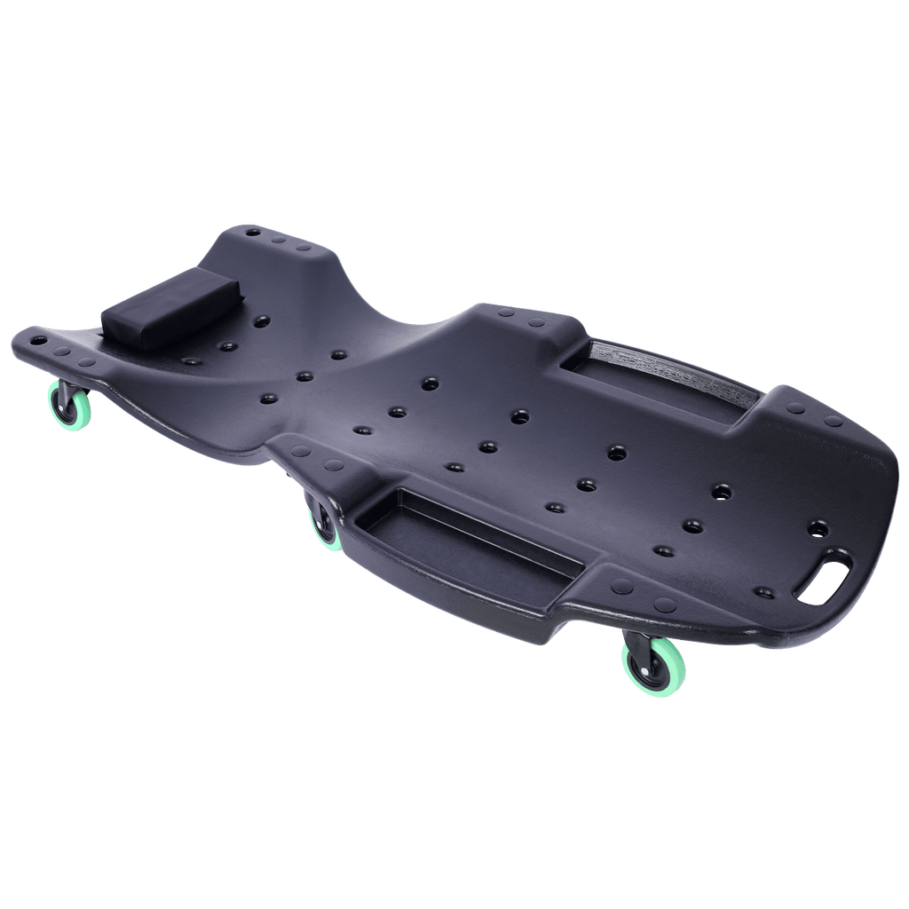 Plastic Creeper 48 Inch - Blow Molded Ergonomic HDPE Body with Padded Headrest & Dual Tool Trays - 440 Lbs Capacity BLACK