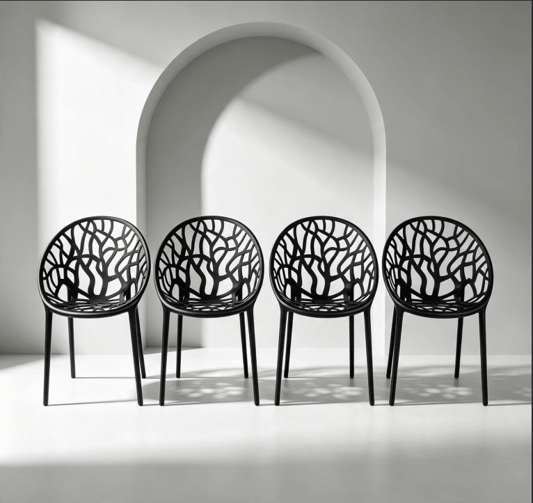 Plastic Dining CHAIR 4PCS black,set of 4