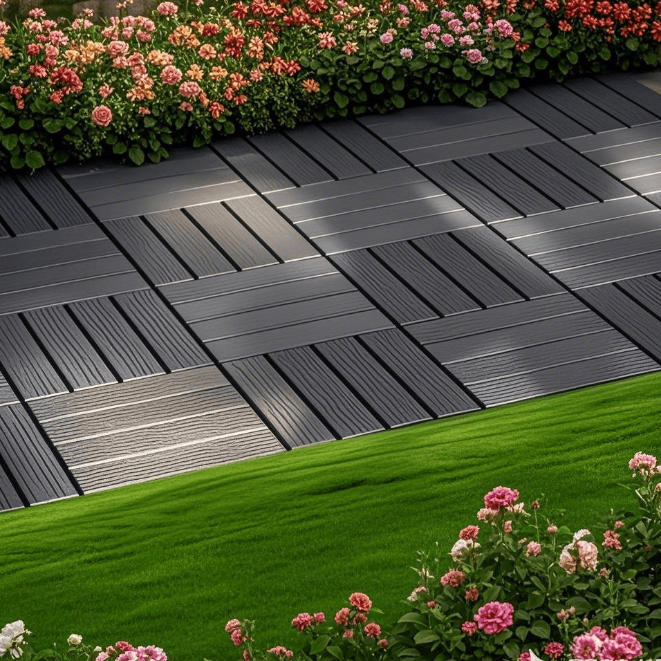Plastic Interlocking Deck Tiles,44 Pack Patio Deck Tiles,12"x12" Square Waterproof Outdoor All Weather Use, Outdoor and Indoor Patio Decking Tiles for Poolside Balcony Backyard, dark Grey