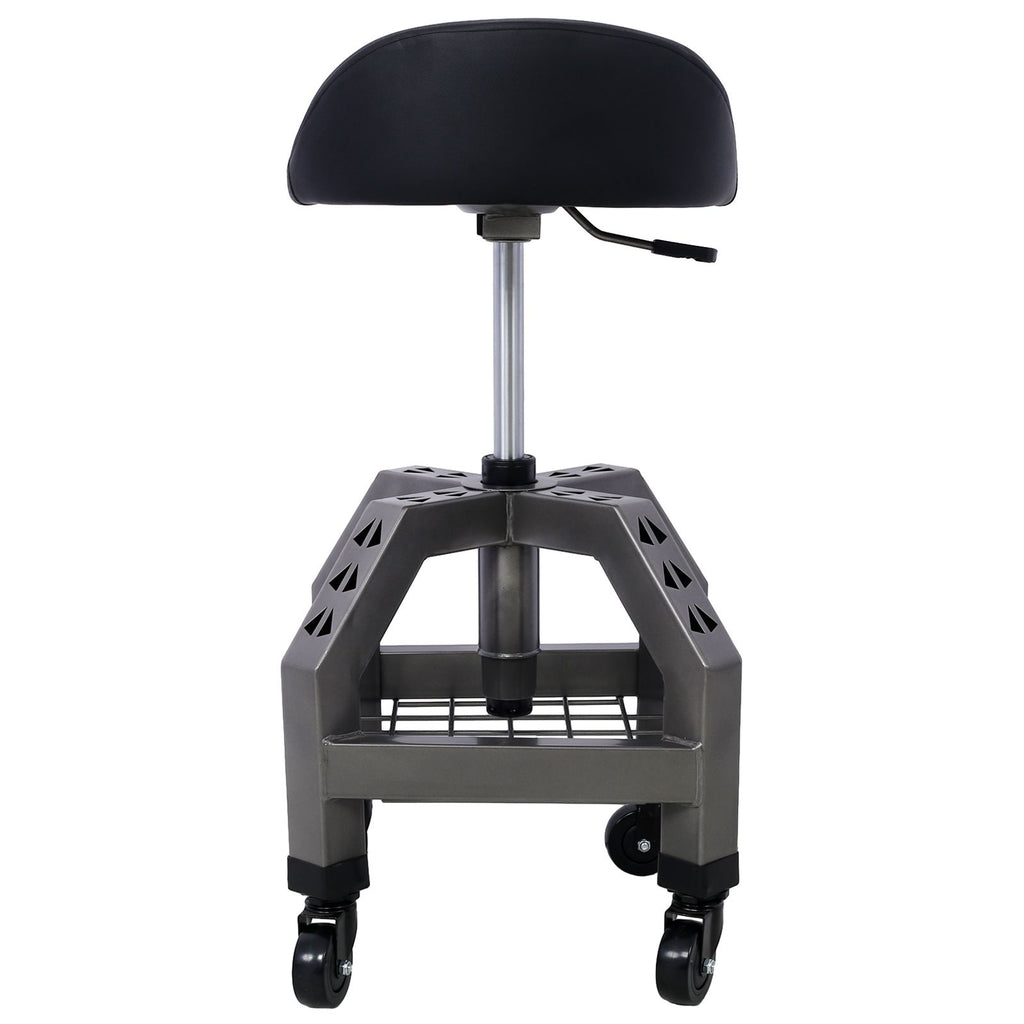 Pneumatic 360 Degree Swivel Stool, Mechanics Rolling Creeper Seat, Heavy Duty Rolling Mechanics Stool, Shop Stool with Casters gray