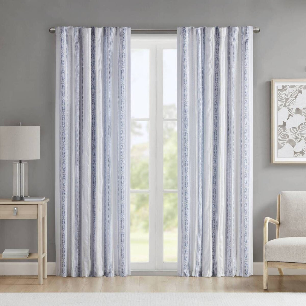 Poly Printed Curtain Panel with Tufted Stripe and Lining