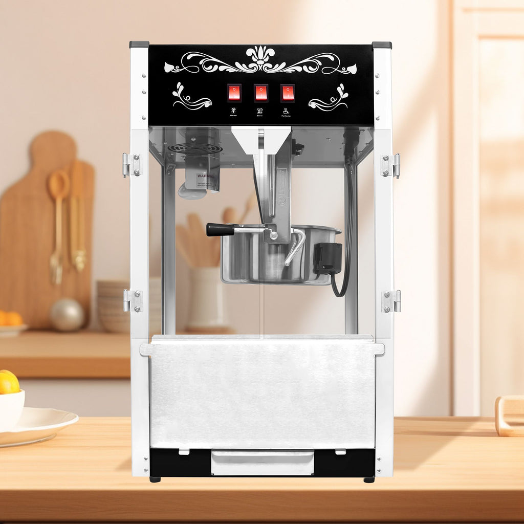 Popcorn Machine with 16 Ounce Kettle, Countertop Popcorn Maker Commercial Popcorn Machine w/Stainless Steel Scoop, Oil Spoon for Home Movie Theater, Black