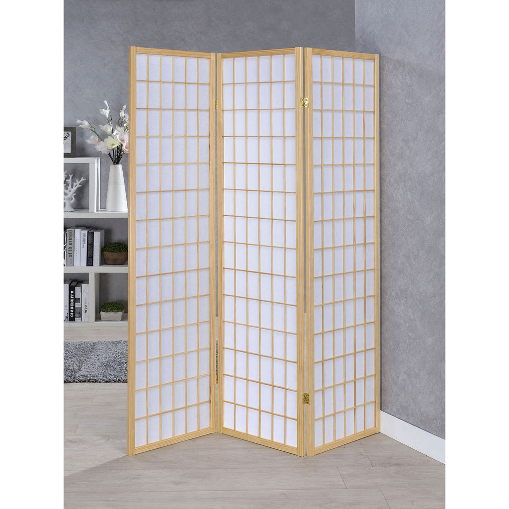 Porch & Den Natural 3-Panel Room Divider Folding Shoji Screen