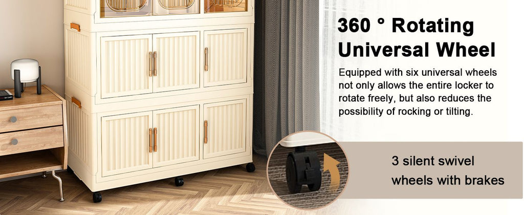 Portable Wardrobe Closet Storage Organizer for Clothes,Clothes Dresser,9 Magnetic Doors-9 Cubes & 1 Hanging Rod,6 pcs hangers , Baby Wardrobe Storage Cabinet,White