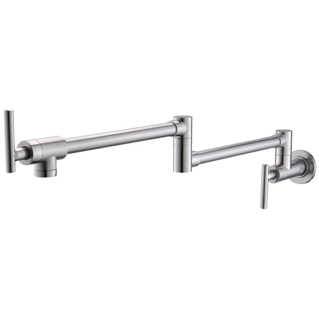 Pot Filler,Wall Mount Commercial Pot Filler Faucet,304 SS Material Kitchen Folding Faucet,Coffee Machine Faucet with Stretchable Double Joint Swing Arms,Style A,Black ened