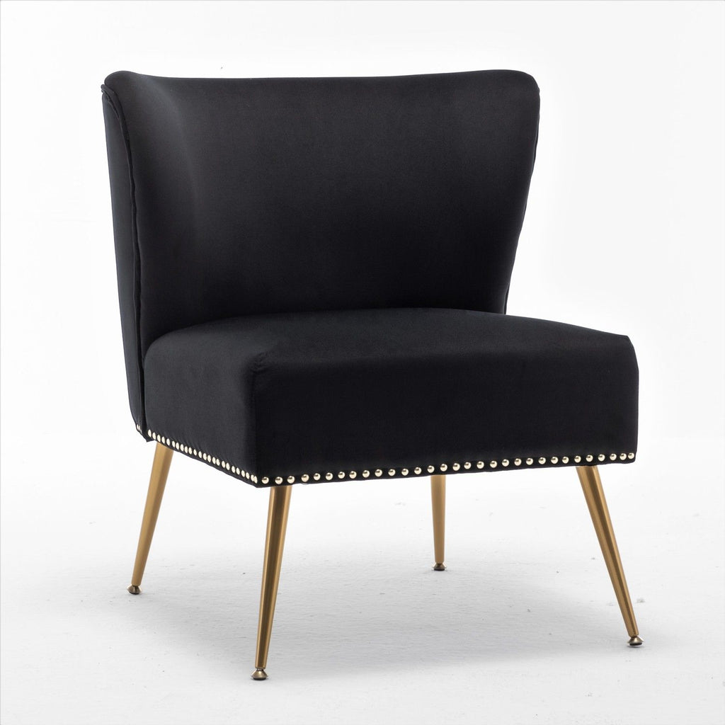 Printed Cloth Accent Chair, Armless Slipper Chair with Metal Legs, Modern Upholstered Side Chair for Living Room Bedroom Small Spaces