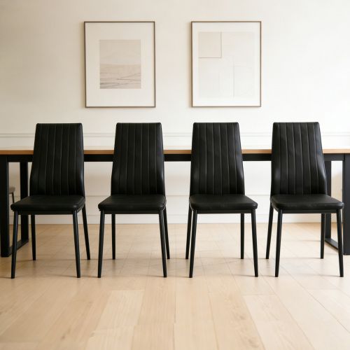 PU Dining CHAIR 4PCS black,set of 4