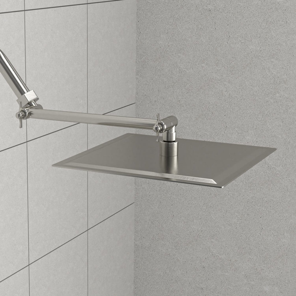 Rain Shower Head With Shower Arm (10 Inch Square, Brushed Nickel)