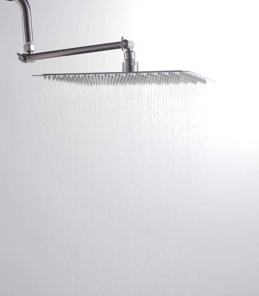 Rain Shower Head With Shower Arm (12 Inch Square, Brushed Nickel)