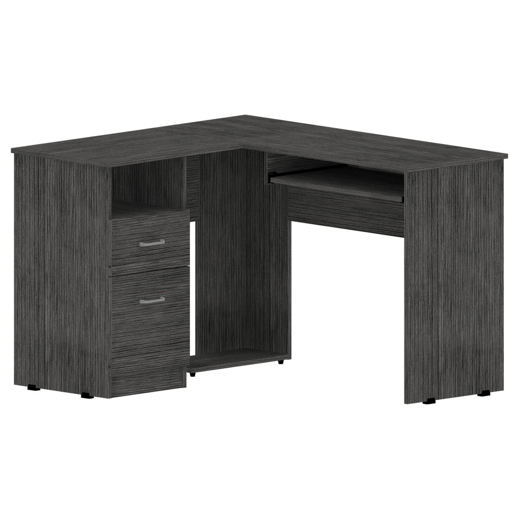 Raleigh L-Shaped Desk, Two Drawers, One Shelf, CPU Storage