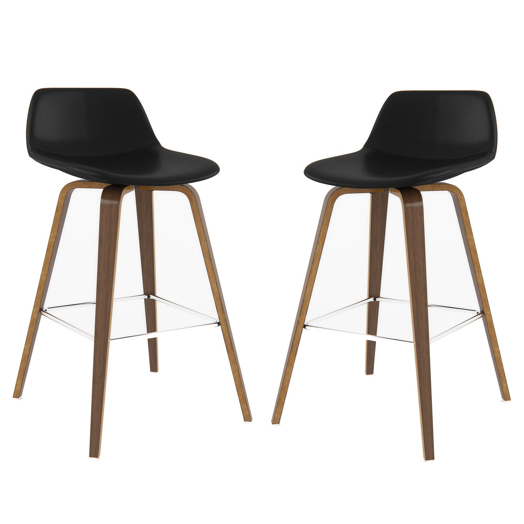 Randolph 28 inch Seat Height Bentwood Counter/Bar Height Stool in Black Vegan Leather (Set of 2)