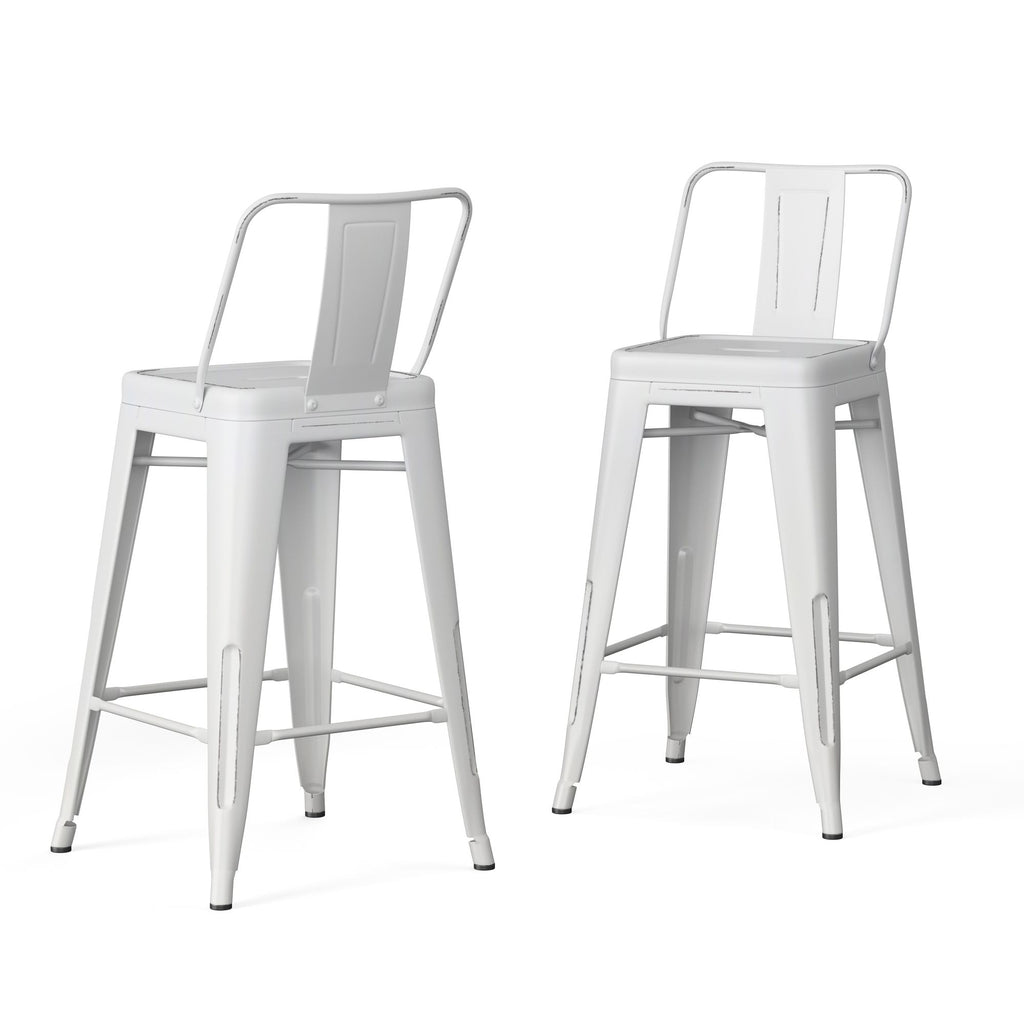 Rayne - 24" Metal Counter Height Stool (Set of 2) - Distressed White
