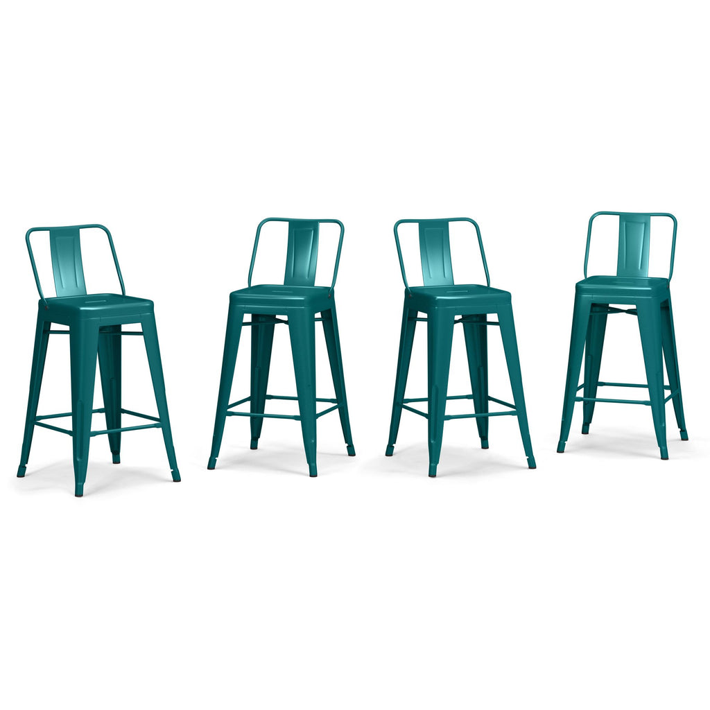 Rayne - 24" Metal Counter Height Stool (Set of 4) - Teal Blue