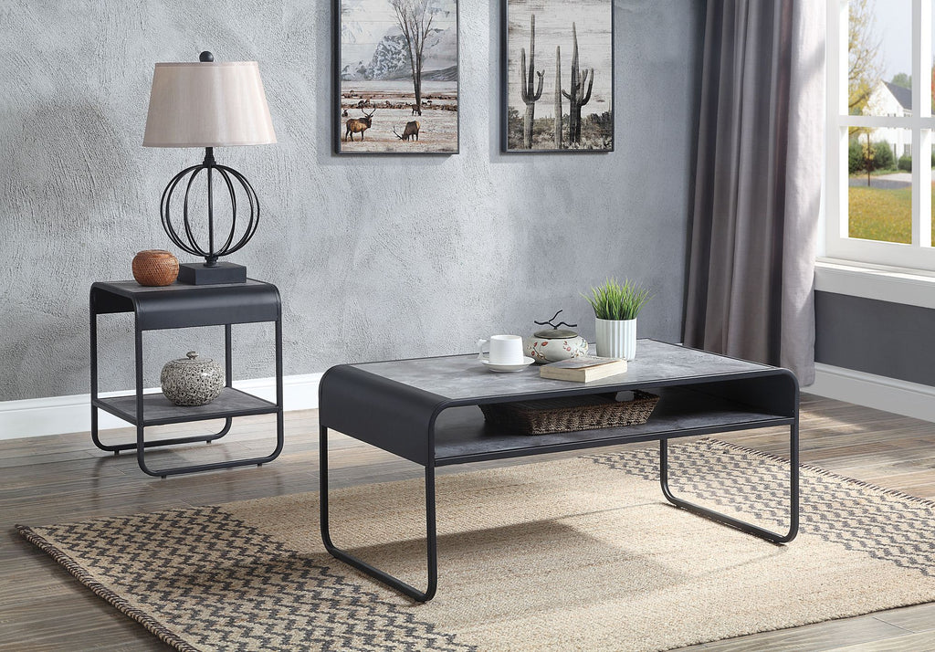 Raziela Concrete Gray & Black Finish Coffee Table