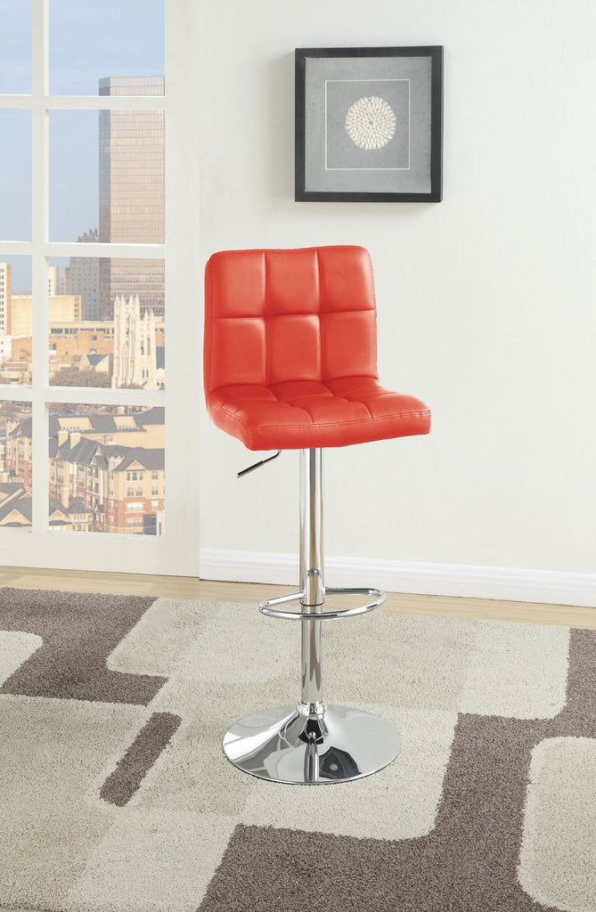 Red Faux Leather Bar Stool Counter Height Chairs Set of 2 Adjustable Height w Gas lift Kitchen Island Stools Modern