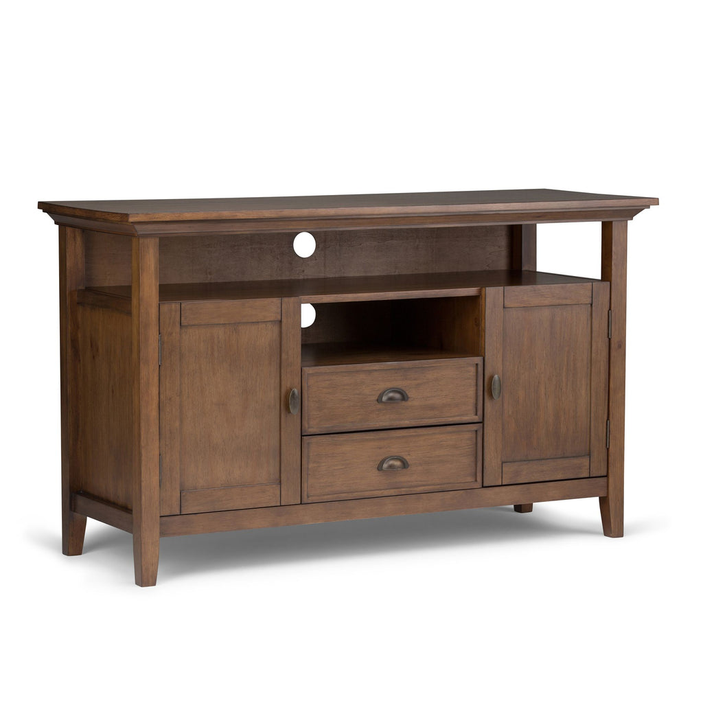 Redmond 54 inch Wide Solid Wood Tall TV Stand in Tobacco Brown For TVs up to 60 inches