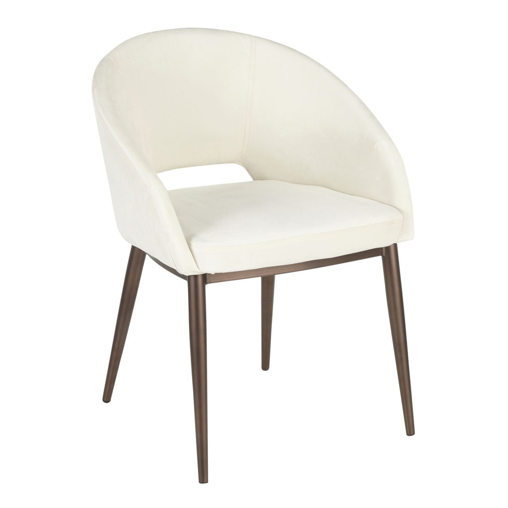 Renee Contemporary Chair in Copper Metal Legs with Cream Velvet by