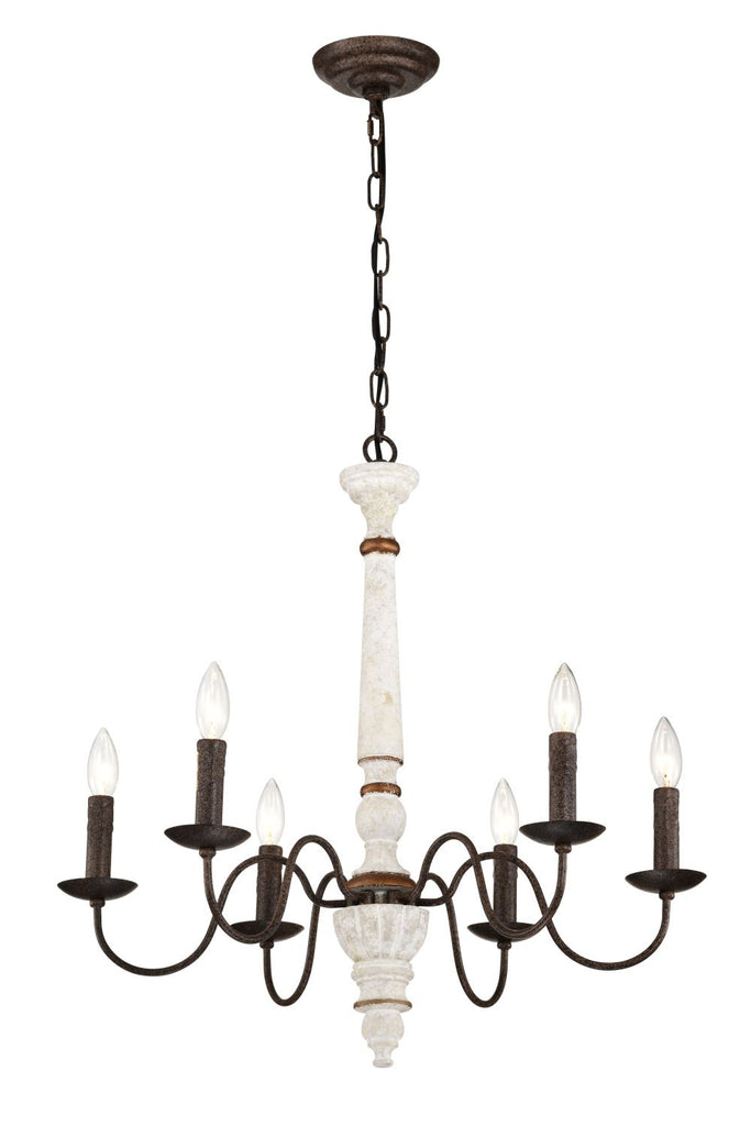Retro white and Rust Color Chandelier With Light Fixture 6 Light (E12 NO include Bulb) Pendant Light Fixtures for Dining Room, Lobby, Kitchen, Bedroom, Living Room, Conference Room, Home Office