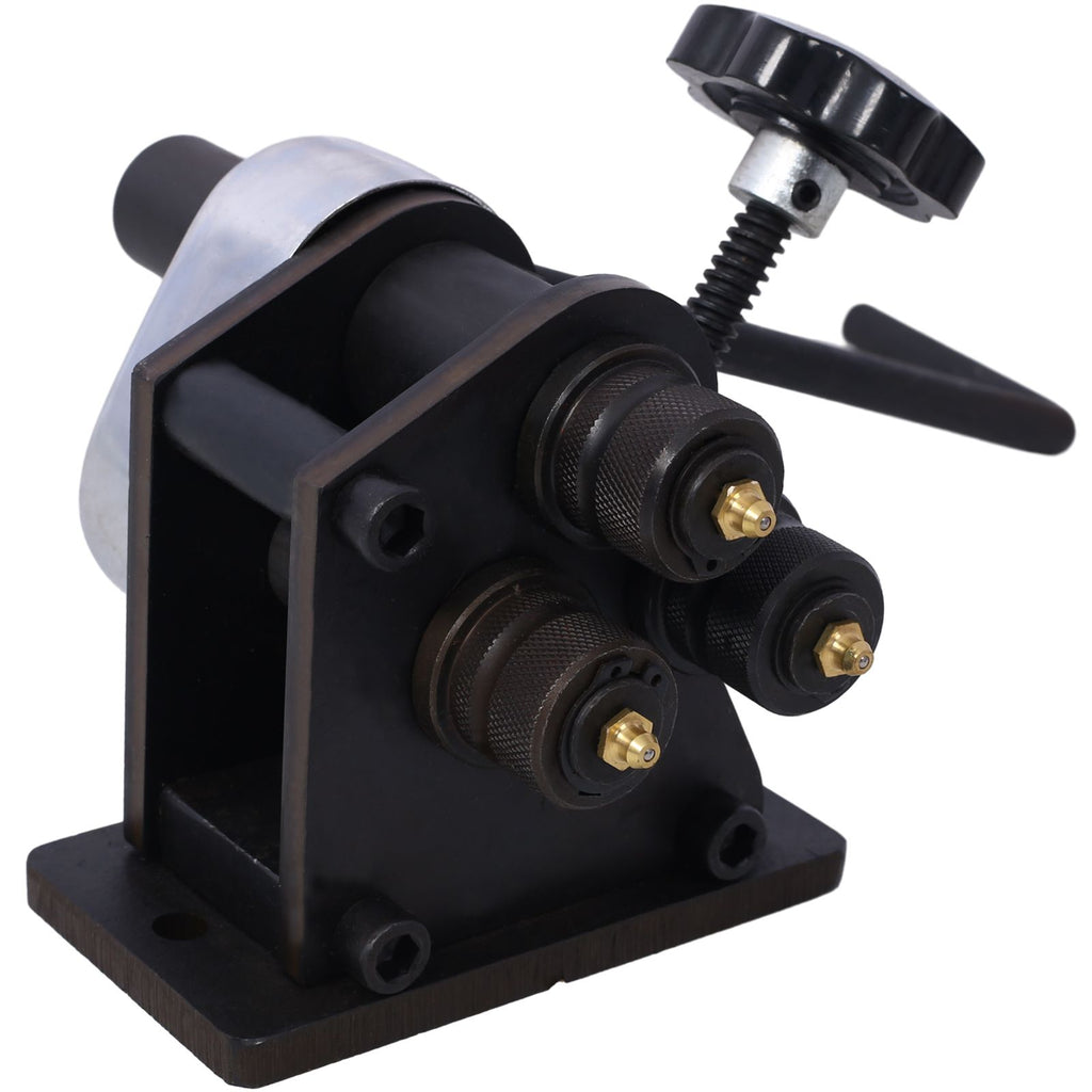 Ring Roller Bender 3",Ring Manual Roller Bender up to1/4" Round Steel & 1" x 3/16" Flat Steel,Hardened Steel Portable Hand Crank Ring Roller 13-1/2'' Long Handle