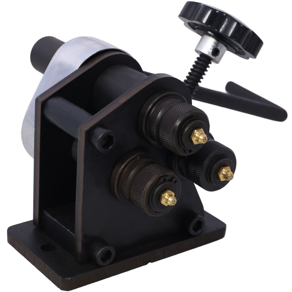 Ring Roller Bender 3",Ring Manual Roller Bender up to1/4" Round Steel & 1" x 3/16" Flat Steel,Hardened Steel Portable Hand Crank Ring Roller 13-1/2'' Long Handle
